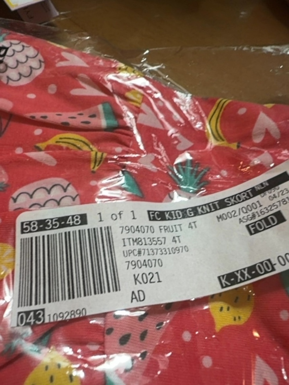 Faded Glory 2-Pack Girls Fruit Skorts 4T NWT